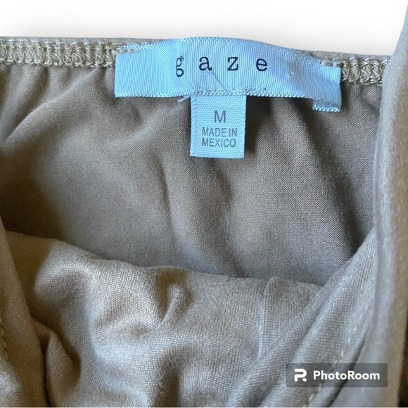 Gaze Tan Ruched Crop Tank Top Medium - Picture 3 of 7